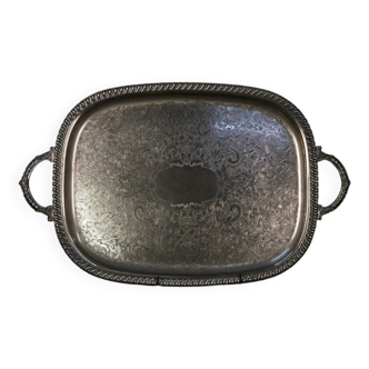 Large silver metal tray