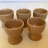 Five handmade stoneware egg cups
