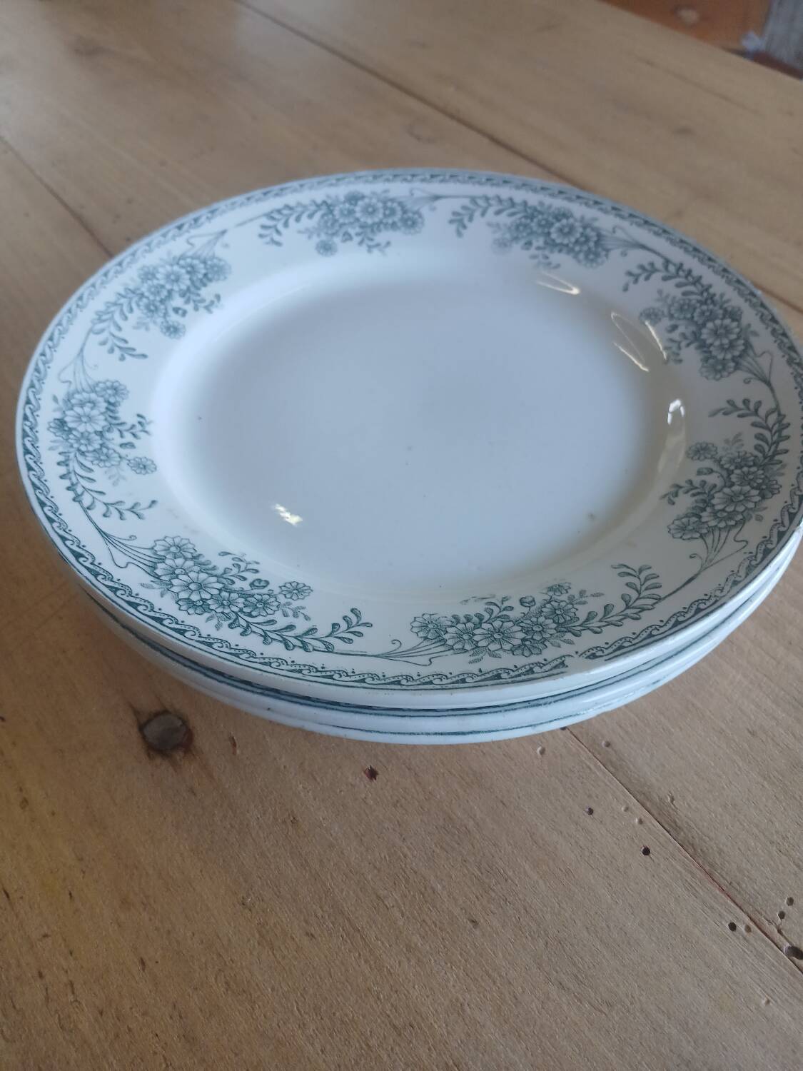 4 old flat plates Terre de fer