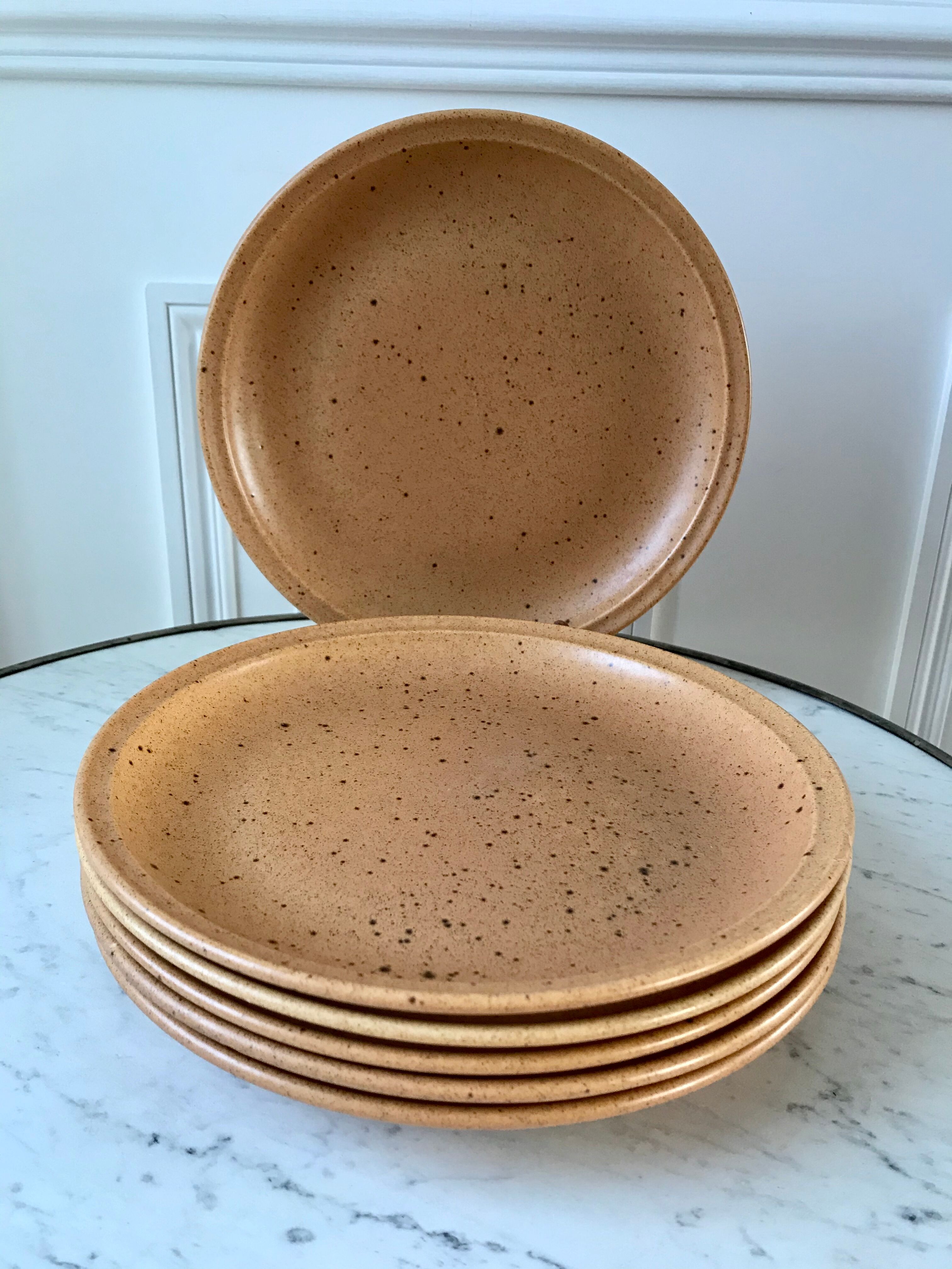 Lot de 6 assiettes plates en grès Digoin Sarreguemines années 60