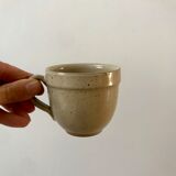 set of 10 cups and sub-cups in stoneware of the Marais handcrafted signed 70s