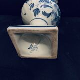 Petit vase 15cm signé delft blue 1960 base carrée peint main fleur faïence vintage ancien