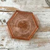 Art Deco pink glass tray
