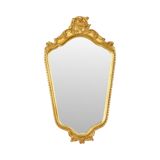 Gold Leaf Gilded Deknudt Crested Mirror Facet Hollywood Regency