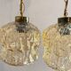 Pair of vintage amber glass pendant lamps