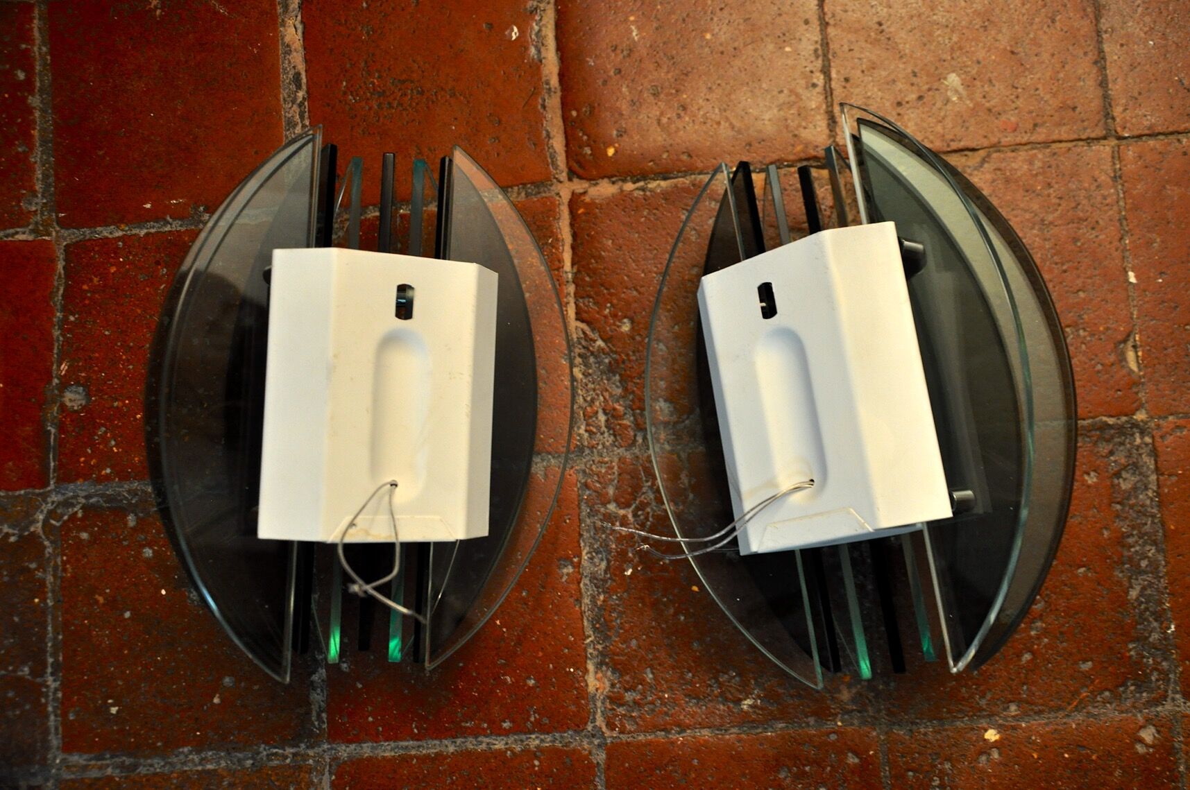 Pair of Veca wall lamps, two-tone murano glass, Italy, 1960