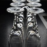 11 verres à eau en cristal d'Arques à la forme originale carrée