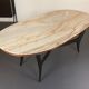 Vintage Italian wood and white marble dining table from 1950s