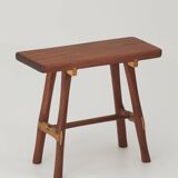 Contemporary handcrafted stool / end table in solid sipo and oak wood
