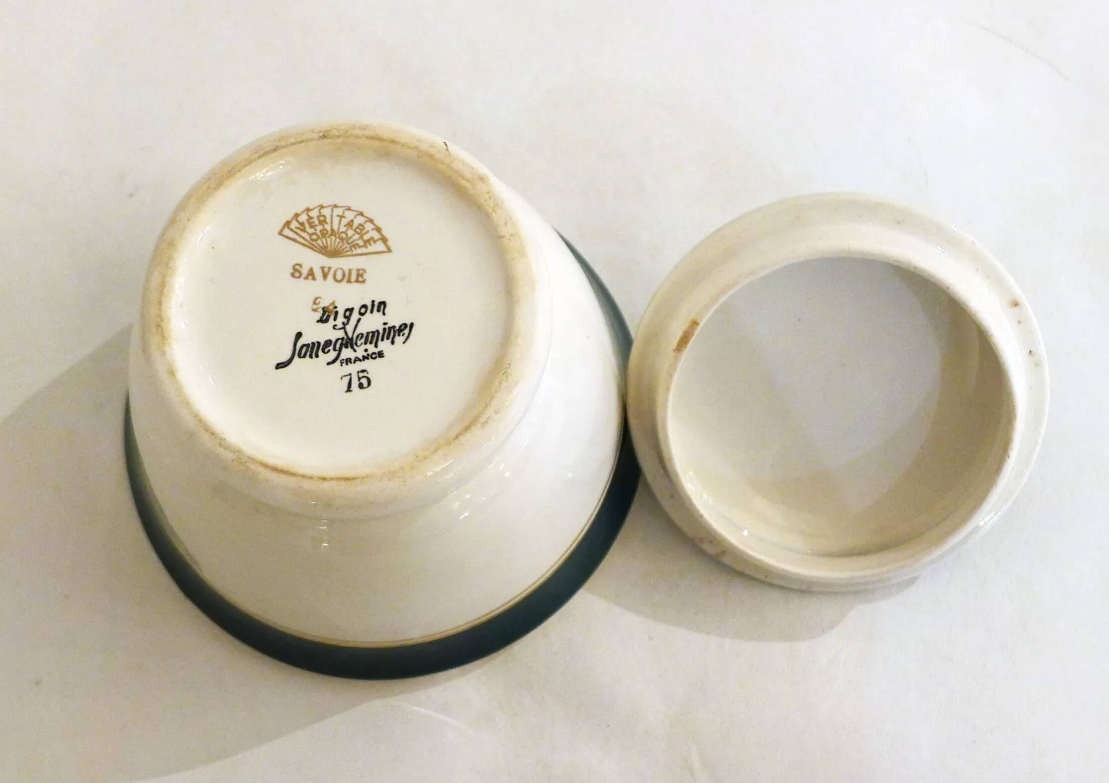 Sucrier Art déco en porcelaine Sarreguemines, années 20-30