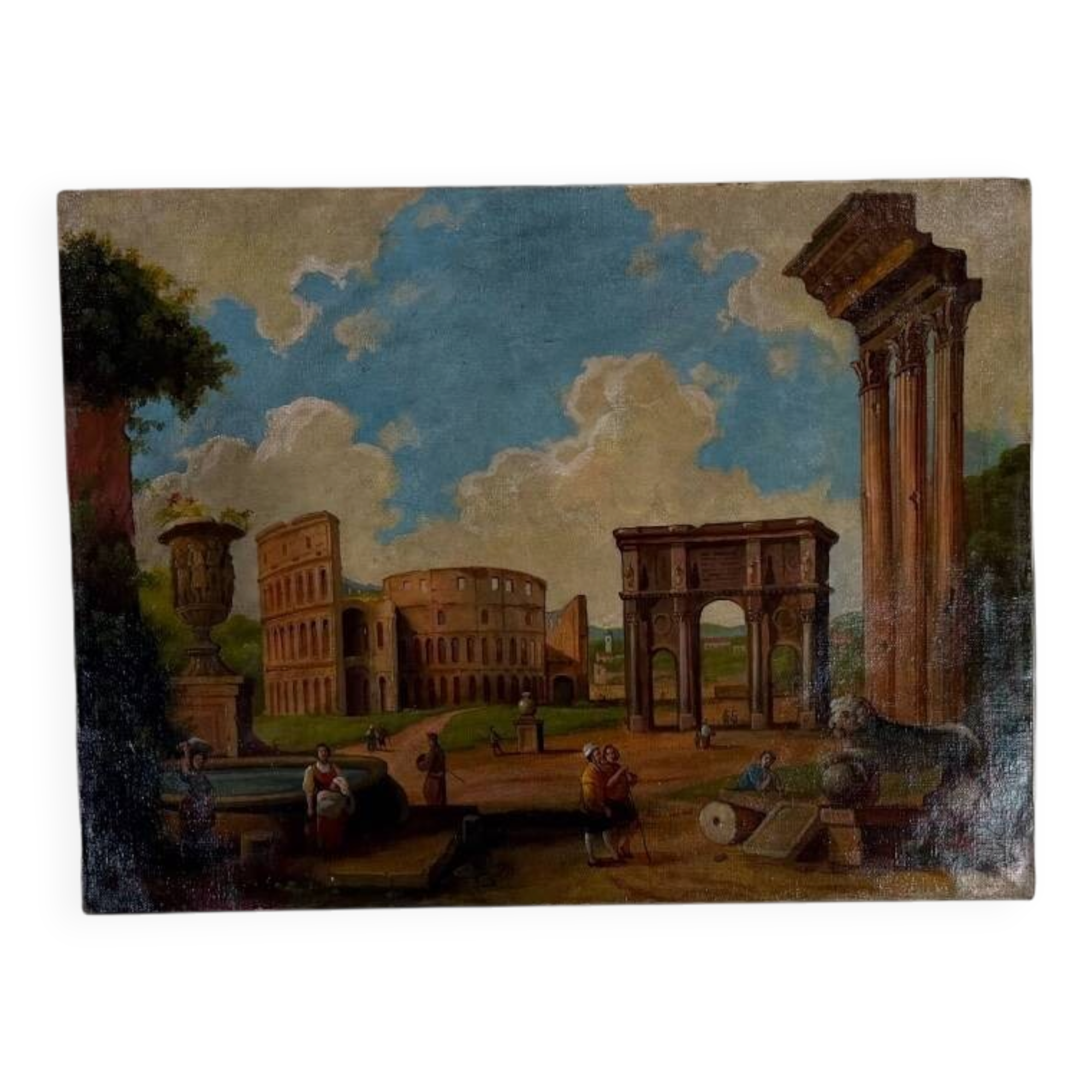 "The forum", a naive and romantic vision of Roman ruins, Italy, 19th century.