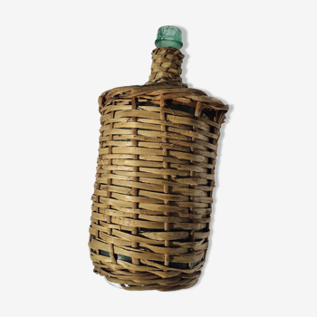 Dame-jeanne glass dressed in authentic wicker 3 liters
