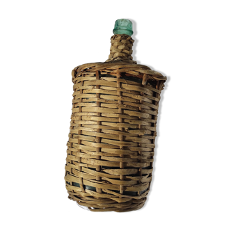 Dame-jeanne glass dressed in authentic wicker 3 liters