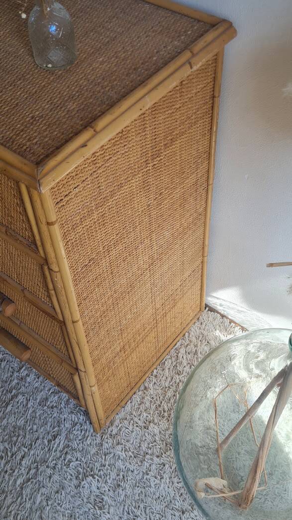 Commode en rotin années 70 vintage