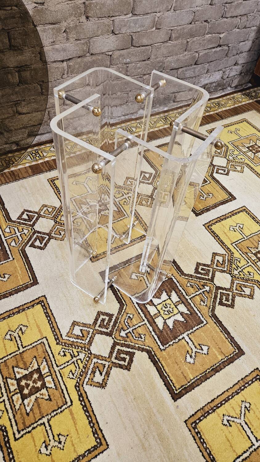 Table de salle à manger plexi verre fumé 1970 vintage