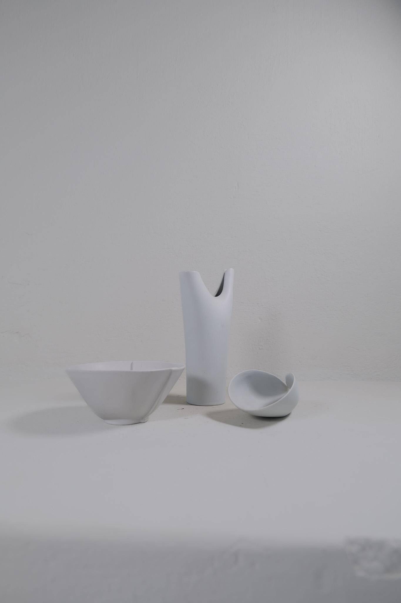 Mid-Century Modern Vase and Bowls Gustavsberg, Sweden, 1950s