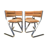 Set de 4 chaises acier chromé et velours