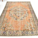 Pumpink Orange Turkish Vintage Rug, 191x272Cm