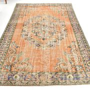 Tapis turc vintage orange citrouille, 191 x 272 cm