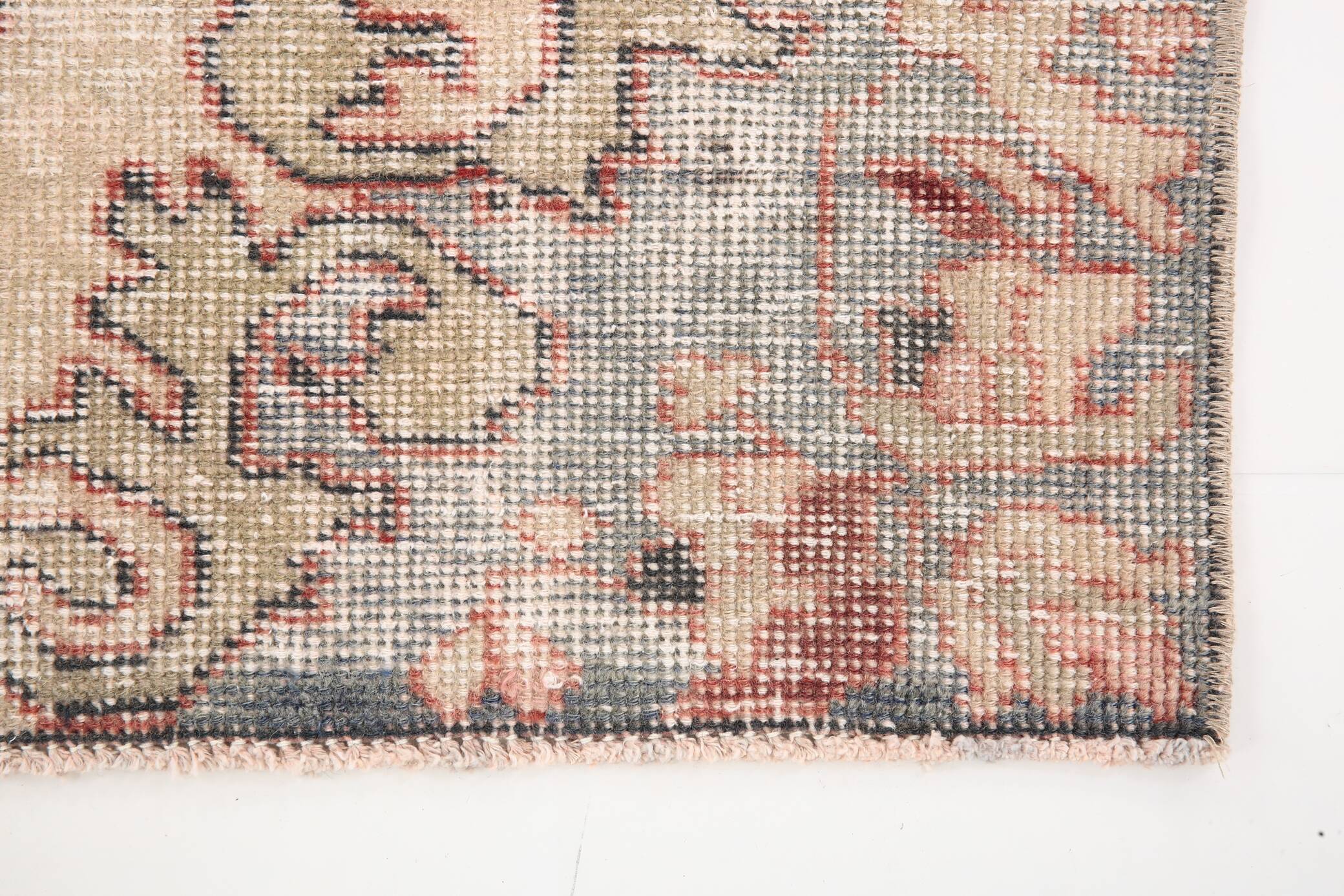 3x6 Rug For Laundry Room Red Beige Antique Vintage Rug, 110x193Cm SK 2797