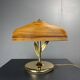 Pencil reed rattan bamboo and brass flower table desk lamp, Italy, 1980s