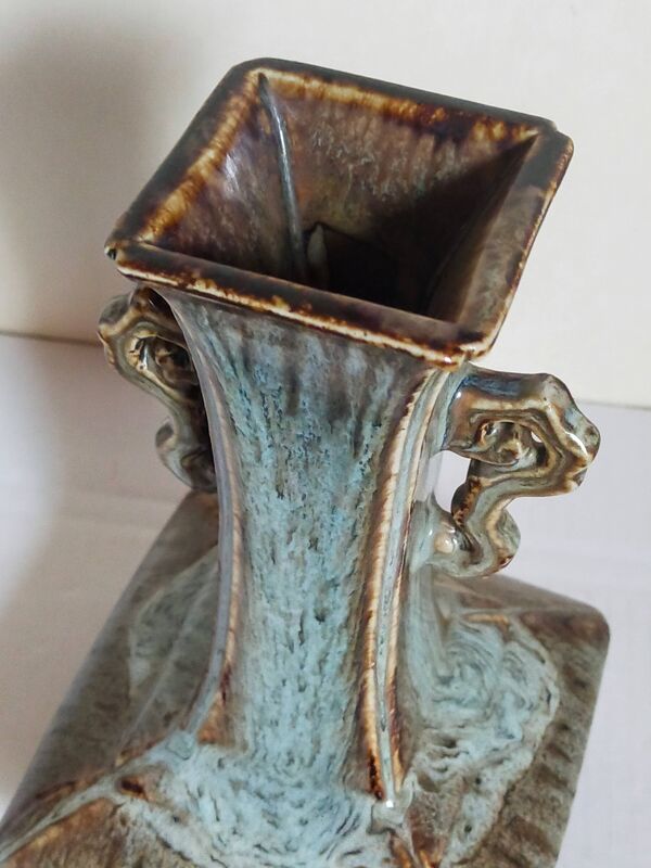 Vase soliflore bouteille chinoise à l'émail flambé