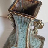 Vase soliflore bouteille chinoise à l'émail flambé