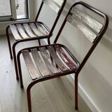 Paire chaises bistrot bois métal style tolix anciennes