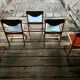 Vintage multicolour Bauhaus-style wooden chair