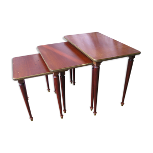 Lot de 3 tables gigognes - acajou