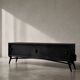 Mid-Century Modern Scandinavian Dark Oak Sideboard with Metal Handles