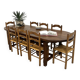 Set of 8 chairs in solid elm with straw seats.