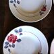 6 mismatched pink deep plates Digoin Badonviller Art Deco