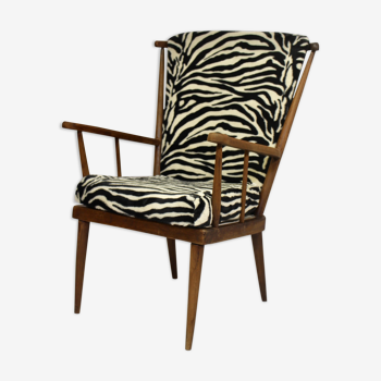 Baumann's 60s fan armchair 'fully restored zebra fabric
