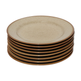 8 assiettes en grès moucheté de Tulowice