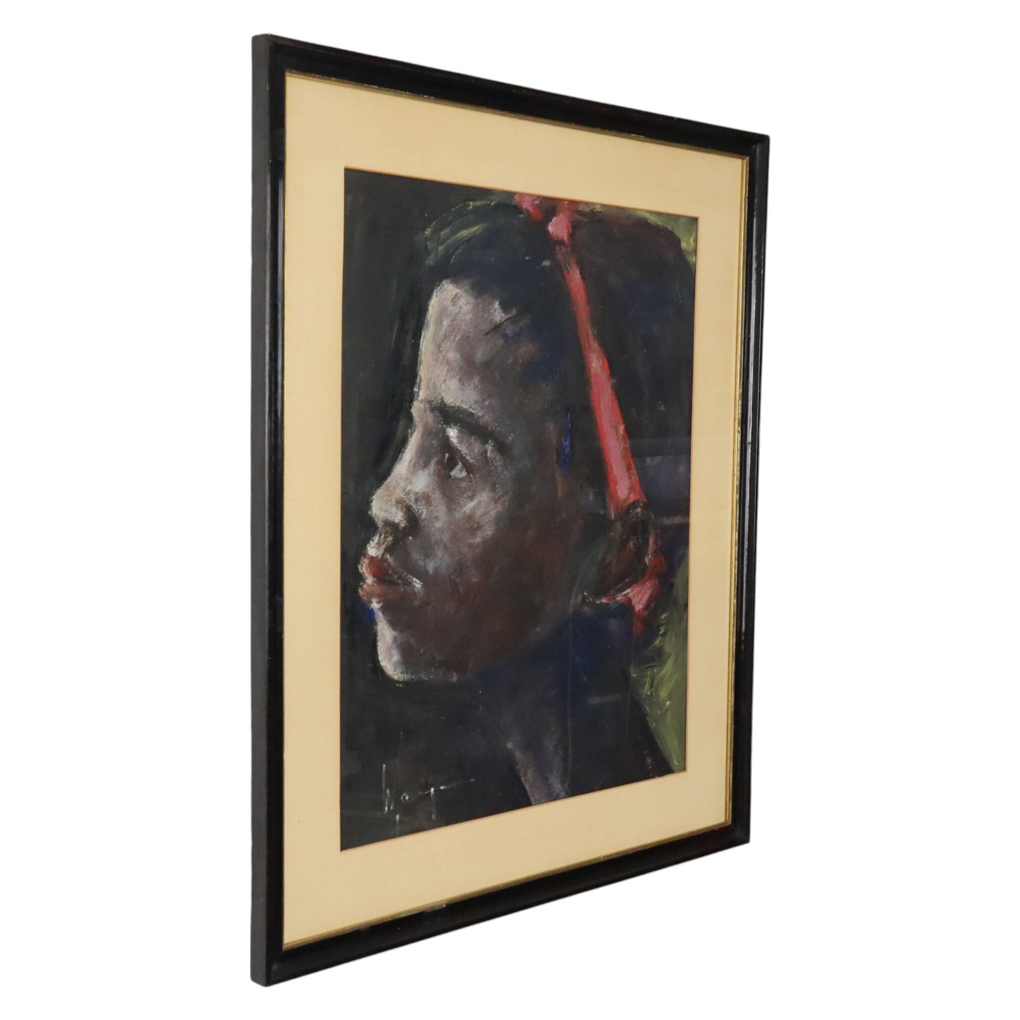 African Girl Art Painting on Paper Weyne 66x56cm