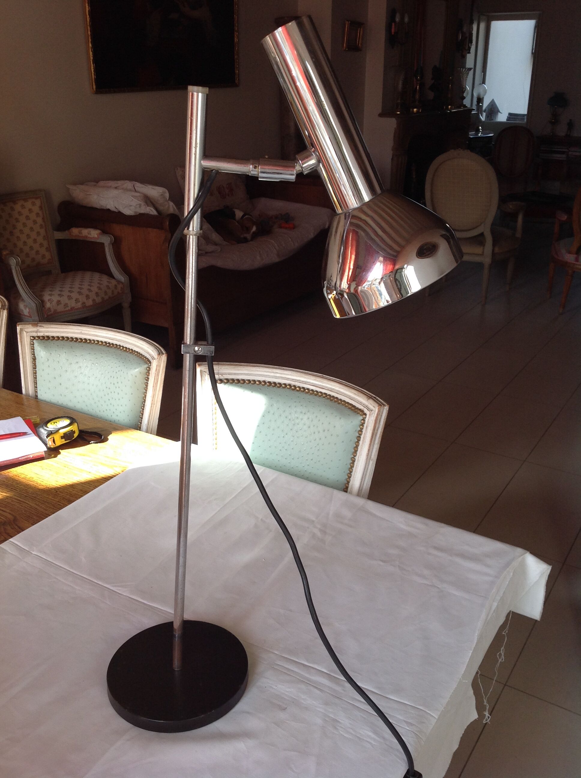 Lampe de bureau chromée, orientable, vintage, années 70
