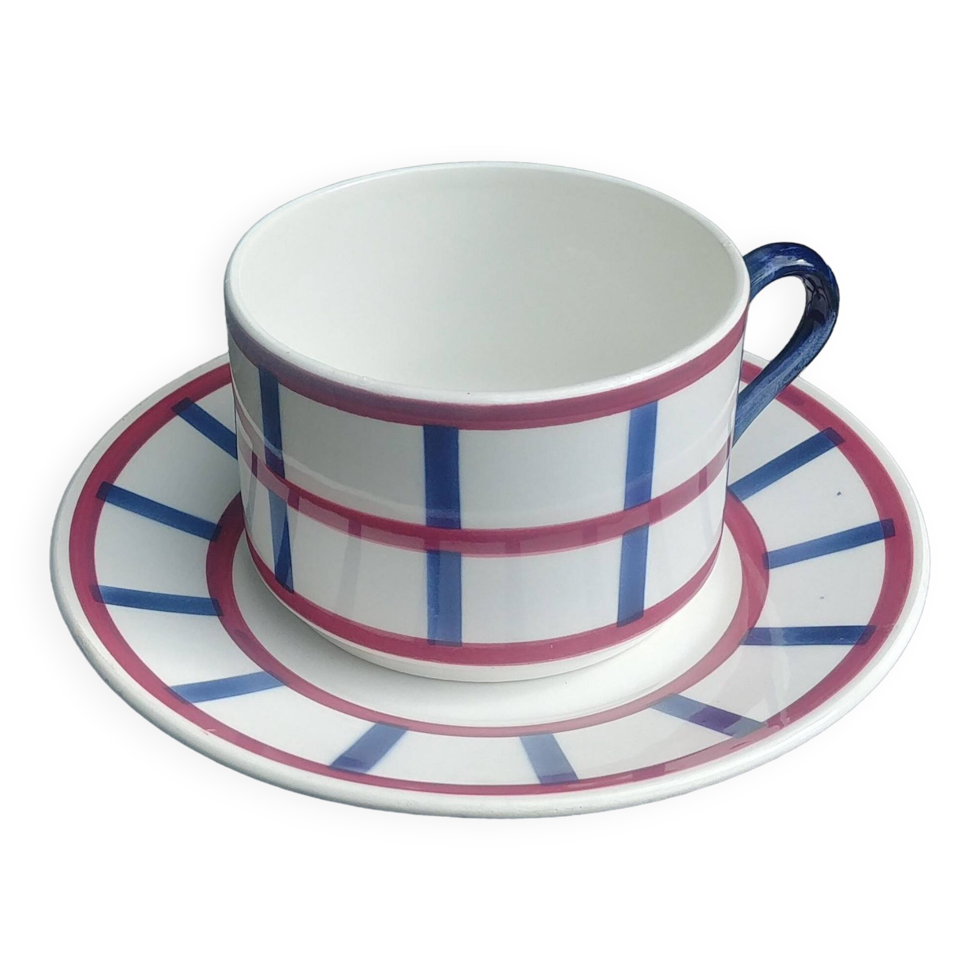 Large cup set and its porcelain sub-cup from Creil & Montereau HBCM model Béarn