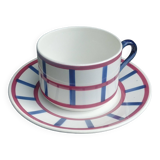 Large cup set and its porcelain sub-cup from Creil & Montereau HBCM model Béarn