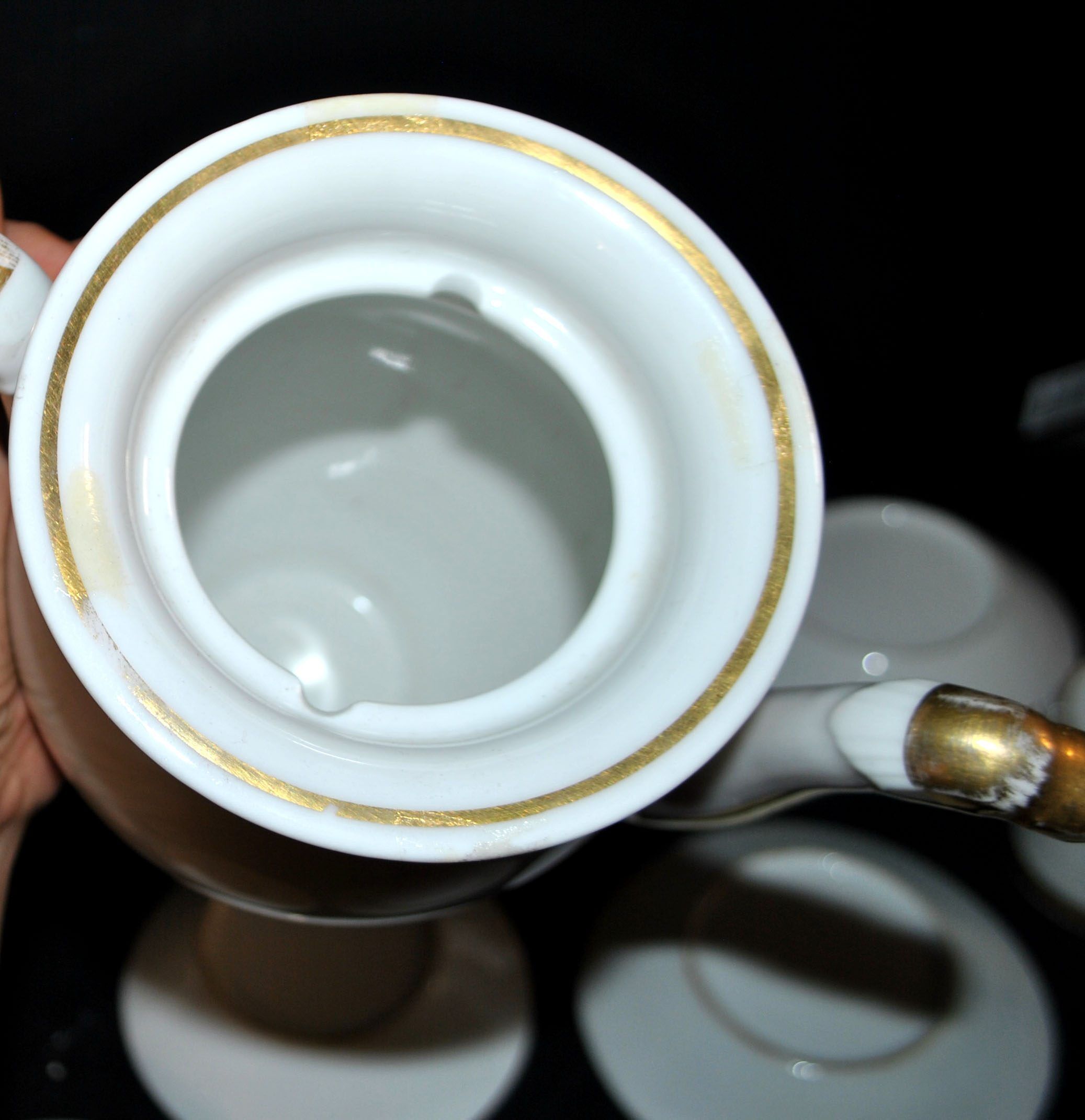 Empire coffee service in porcelain, 19th century swan neck, Paris porcelain