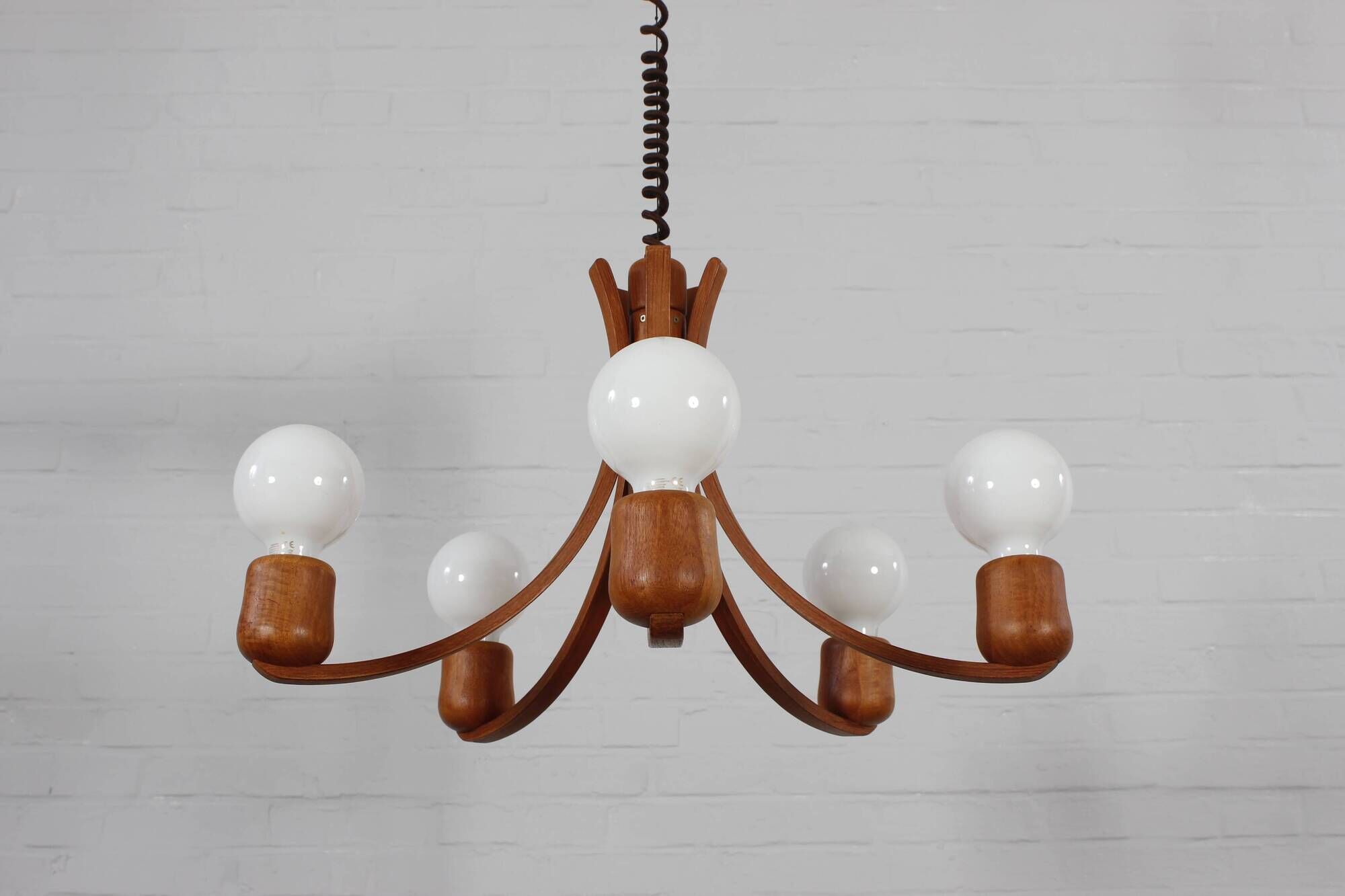 Vintage teak Candela pendant lamp Domus Danish design