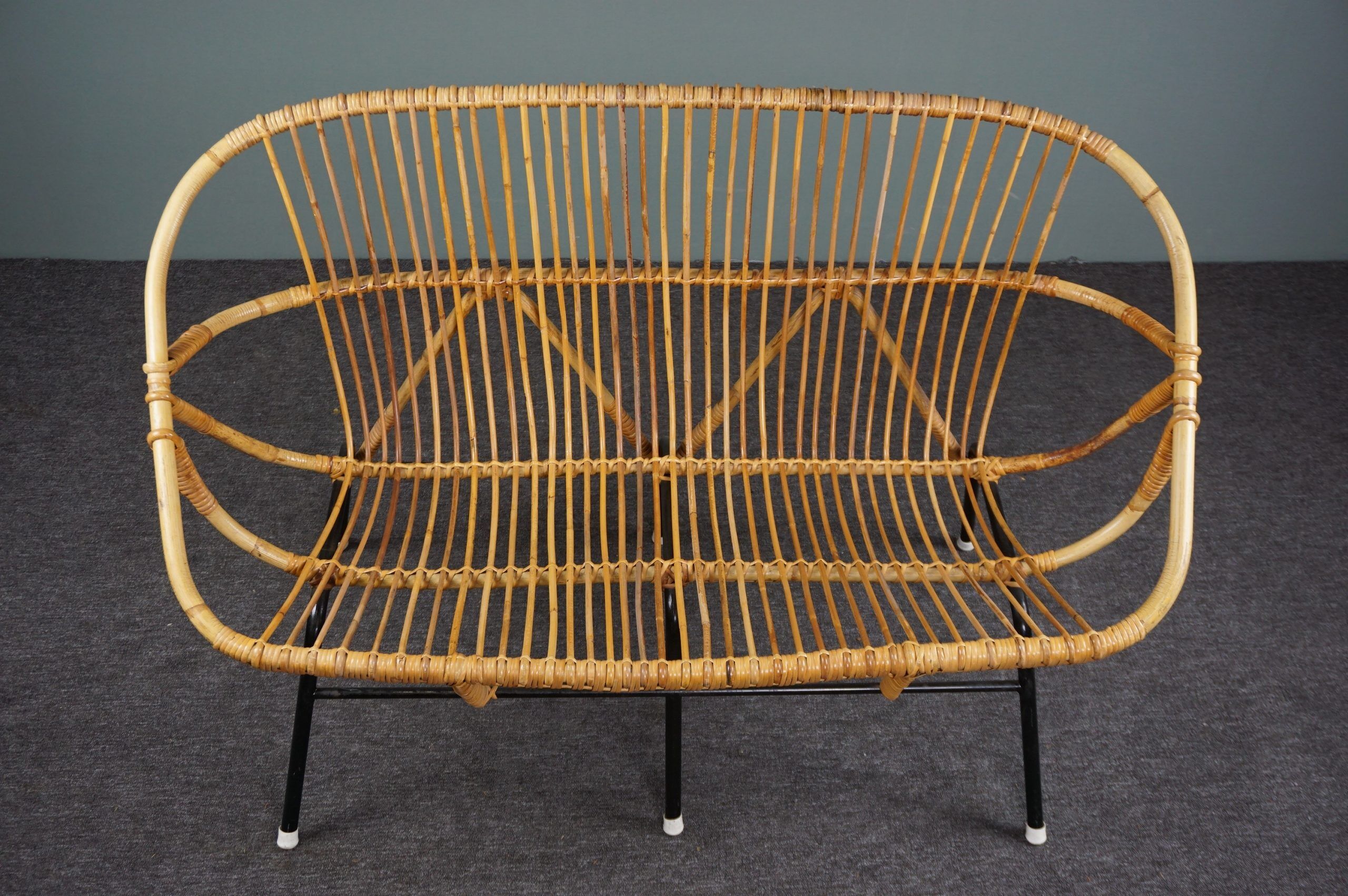 Rattan bench by Rohé Noordwolde