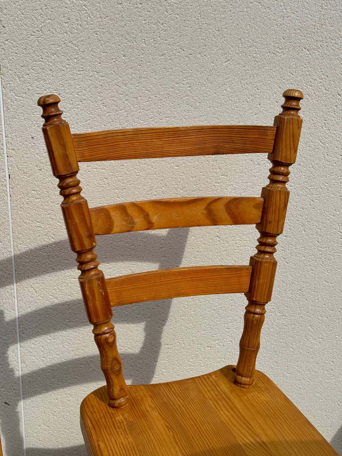Set of 6 rustic pine chairs from the Vosges, 1980s.