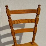 Set of 6 rustic chairs in Vosges pine from the 80s