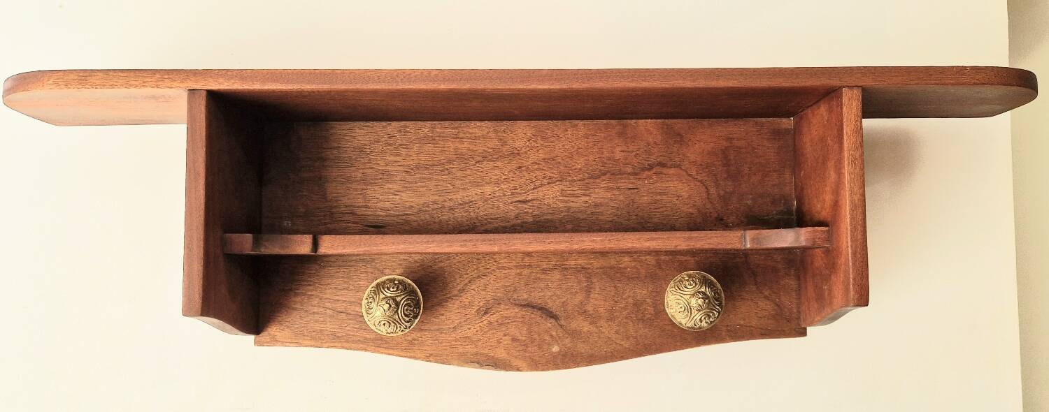 1950s mahogany wood wall shelf