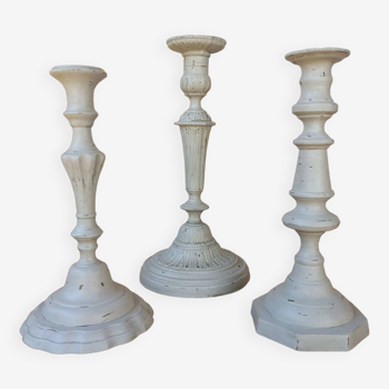 Greige patinated candlesticks