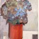 Still Life Painting Hydrangea Flowers Bouquet Pot 20th Century