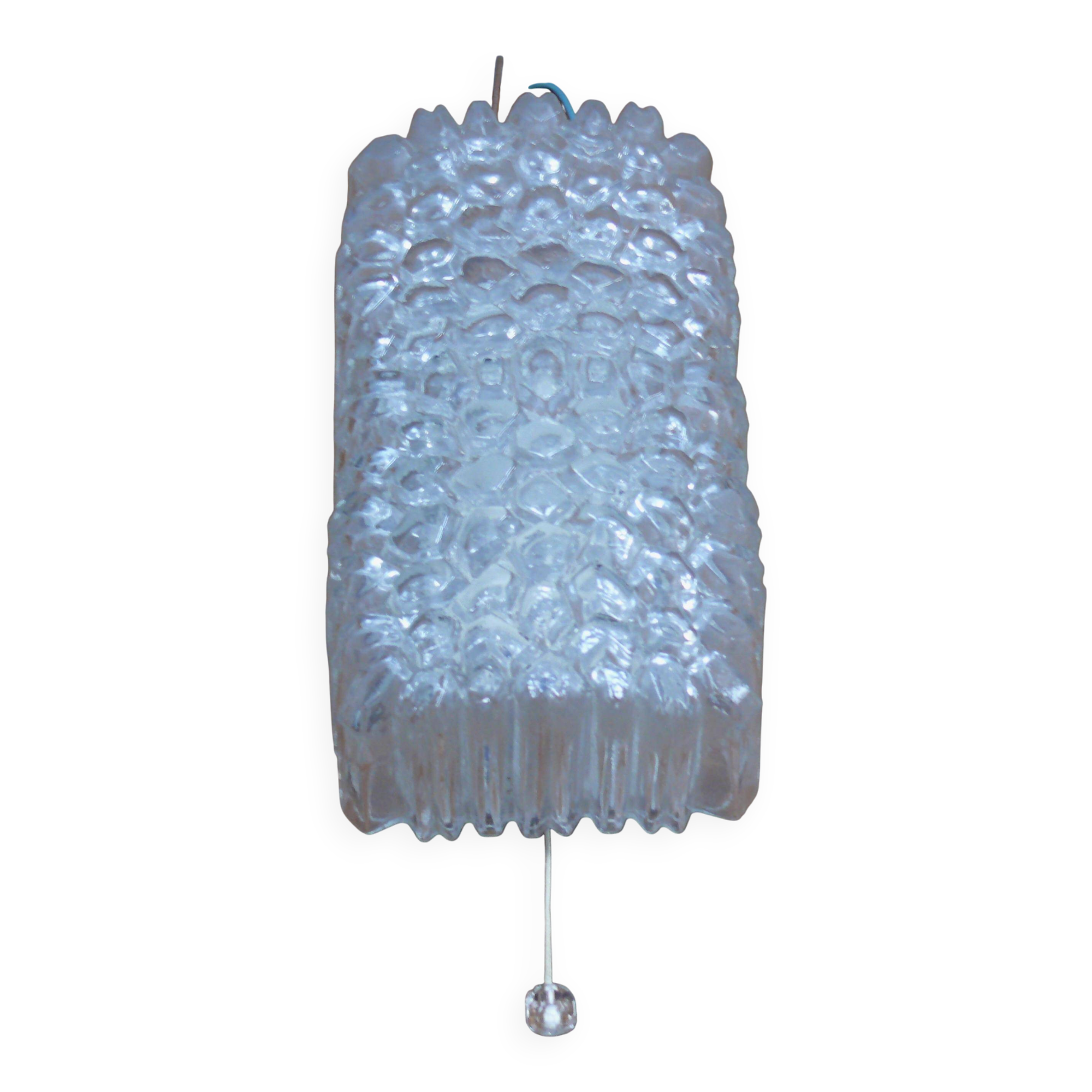 Wall lamp / mirror in ice glass by Glashütte Limburg, 1960s - Model 3040.