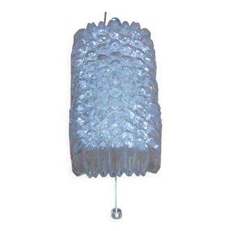 Wall lamp / mirror in ice glass by Glashütte Limburg, 1960s - Model 3040.