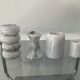 Series of 6 vintage candle holders in white marble 70s